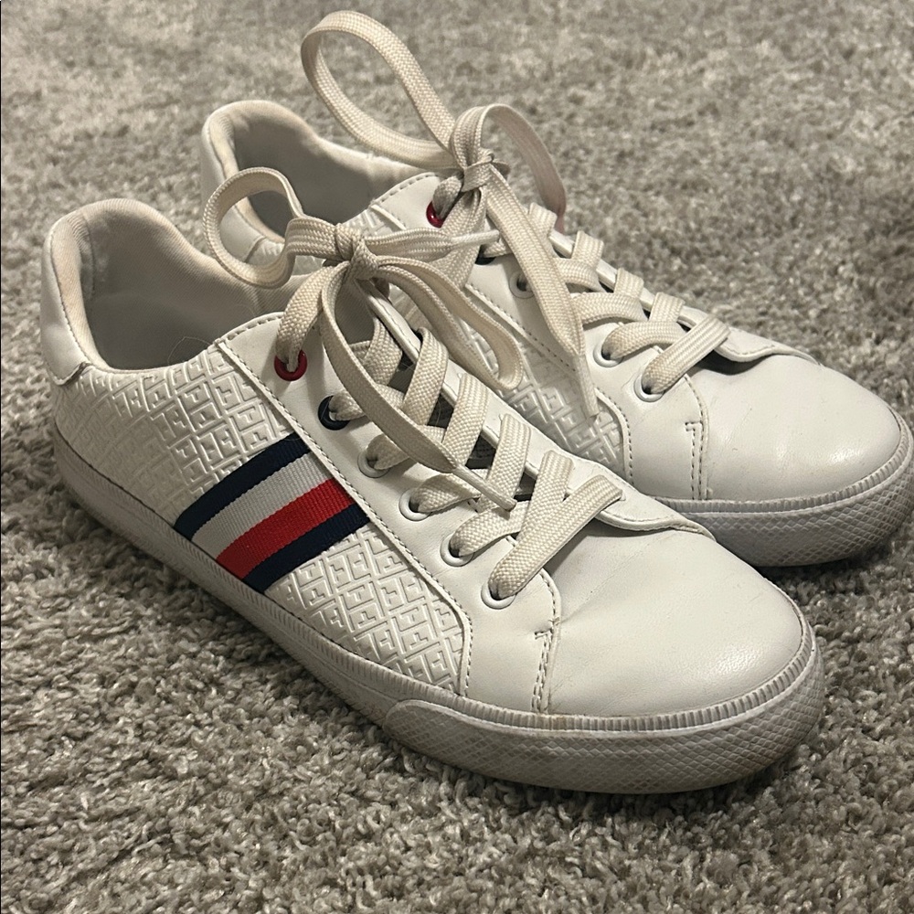 Tommy Hilfiger White Sneakers with Red and Blue Accents